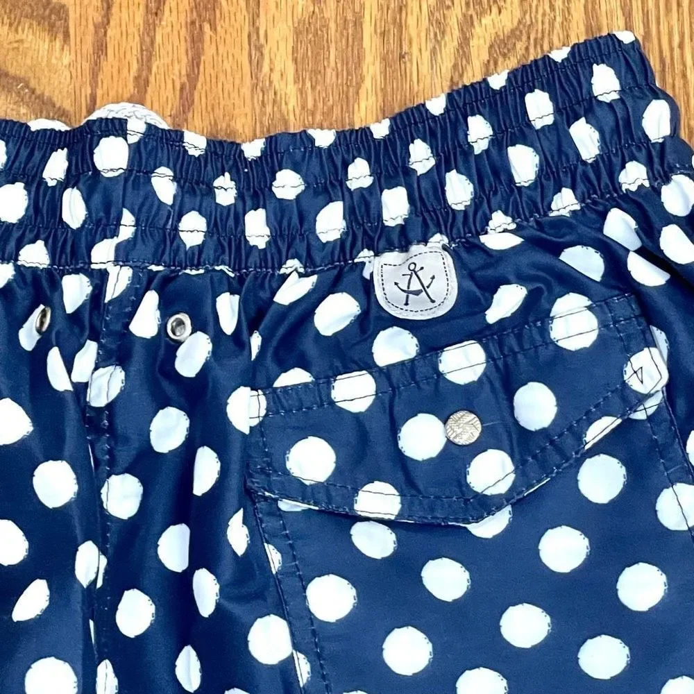 Ancora Navy Polka Dot lined Swim Trunks. Size XL.
